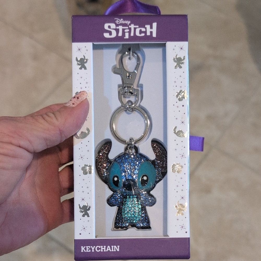 Disney Stitch Blue Glitter Keychain
